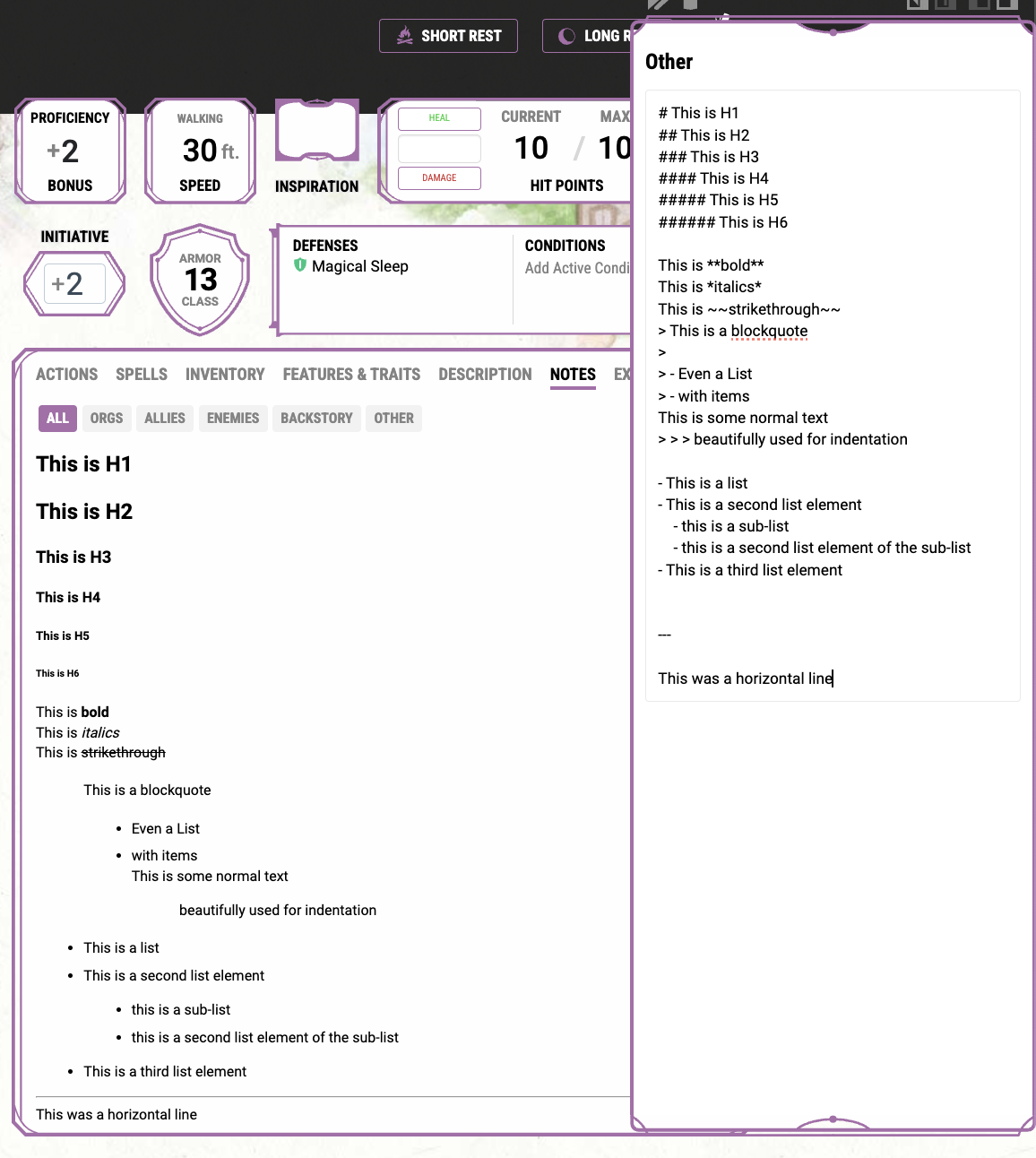 Example of Markdown Formatting